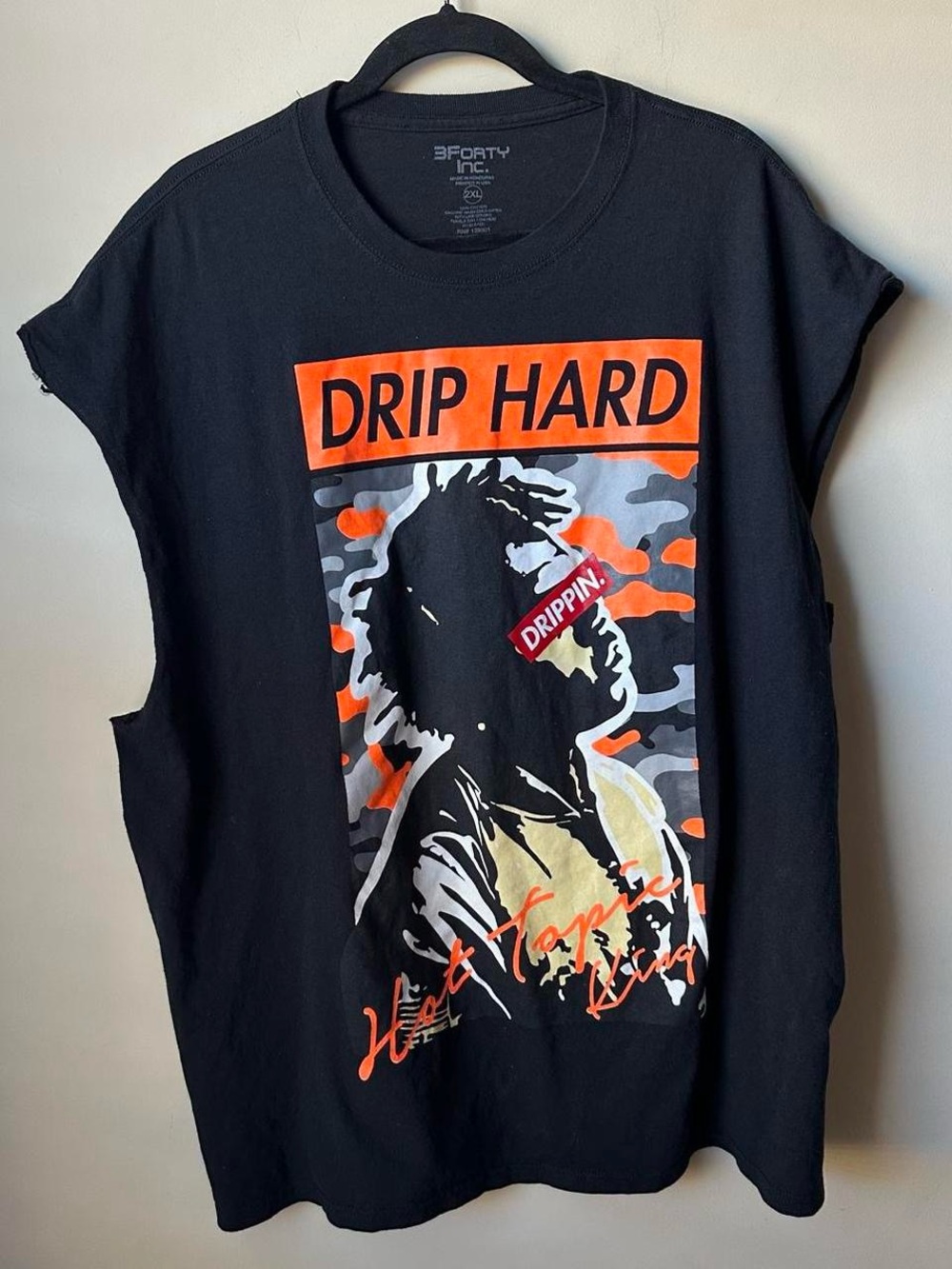 3Forty Inc Hustle Gang Drip Hard Sleeveless Graphic T-Shirt Black 2XL Streetwear